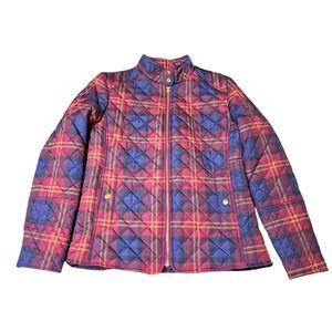 Faded Glory Womens Plaid Quilted‎ Jacket Full Zip Snap Button Medium M 8-10